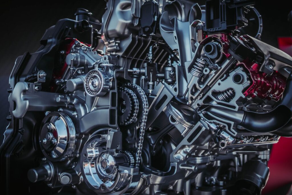Silver Car Engine